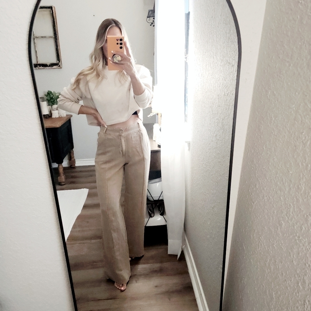 Young Fabulous & Broke Anthropologie Easton Wide Leg Linen Pants Preppy XS NWT - Picture 13 of 13